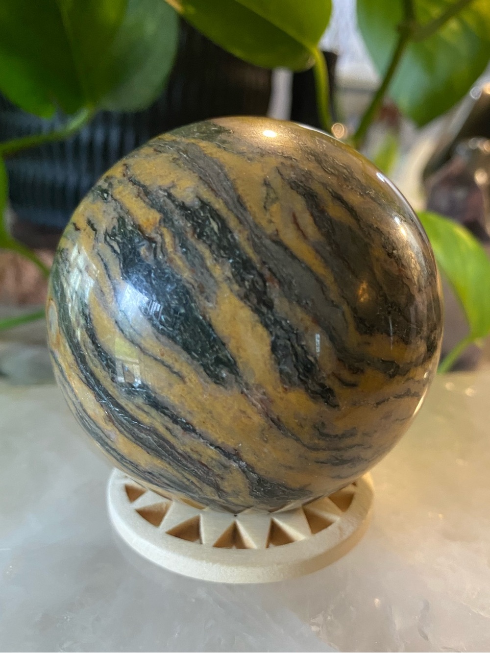 🐅 Tiger Skin Jasper Sphere — Over 2½ Inches 🧡🤎